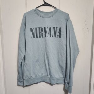 NIRVANA Light Blue Crewneck Sweater